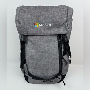 Origaudio Microsoft Computer Top Loader Buckle Flap Backpack  Book Bag Gray NWOT